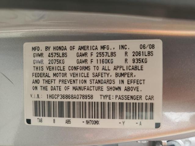 Продаж на аукціоні авто 2008 Honda Accord, vin: 1HGCP36868A078958, номер лоту: 71421395