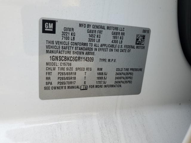 Aukcja sprzedaży 2016 Chevrolet Tahoe, vin: 1GNSCBKC6GR114309, numer aukcji: 71728445