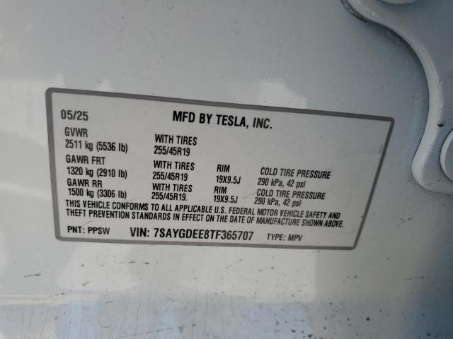 81463345 :رقم المزاد ، 7SAYGDEE8TF365707 vin ، 2026 Tesla Model Y مزاد بيع