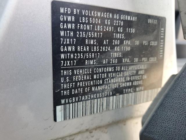 70875085 :رقم المزاد ، WVGBV7AX2HK051719 vin ، 2017 Volkswagen Tiguan S مزاد بيع