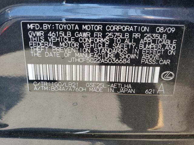 Aukcja sprzedaży 2010 Lexus Is 250, vin: JTHCF5C22A5036684, numer aukcji: 71976435