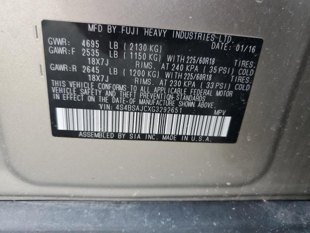 Aukcja sprzedaży 2016 Subaru Outback 2., vin: 4S4BSAJCXG3292651, numer aukcji: 70736435