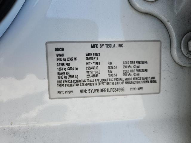 Aukcja sprzedaży 2020 Tesla Model Y, vin: 5YJYGDEE1LF034996, numer aukcji: 72008485