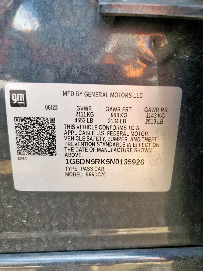 Aukcja sprzedaży 2022 Cadillac Ct5 Premiu, vin: 1G6DN5RK5N0135926, numer aukcji: 81553455