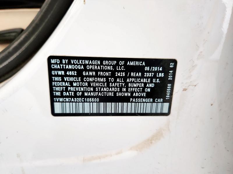 Продажа на аукционе авто 2014 Volkswagen Passat Sel, vin: 1VWCN7A32EC105500, номер лота: 81768735