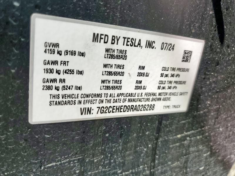 Aukcja sprzedaży 2024 Tesla Cybertruck, vin: 7G2CEHED9RA026288, numer aukcji: 81372705