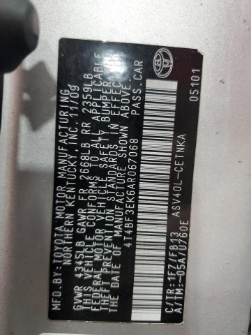 2010 Toyota Camry Base მანქანა იყიდება აუქციონზე, vin: 4T4BF3EK6AR067068, აუქციონის ნომერი: 82120595