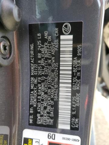 Aukcja sprzedaży 2022 Lexus Es 350, vin: 58AGZ1B11NU122435, numer aukcji: 71893105