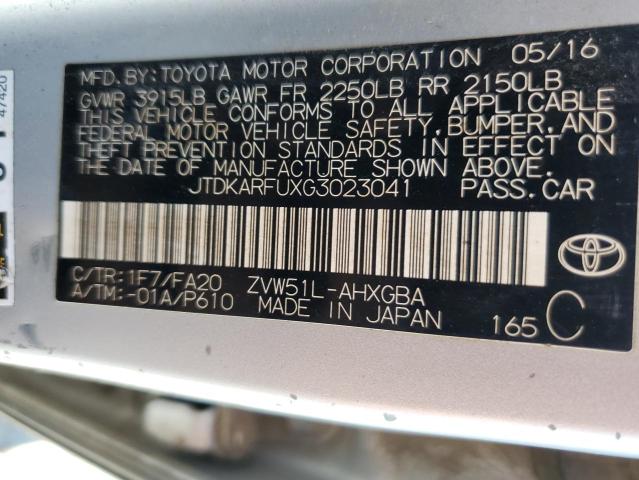 2016 Toyota Prius მანქანა იყიდება აუქციონზე, vin: JTDKARFUXG3023041, აუქციონის ნომერი: 80835635