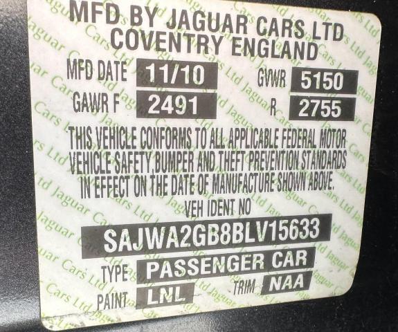2011 Jaguar Xjl მანქანა იყიდება აუქციონზე, vin: SAJWA2GB8BLV15633, აუქციონის ნომერი: 81280065