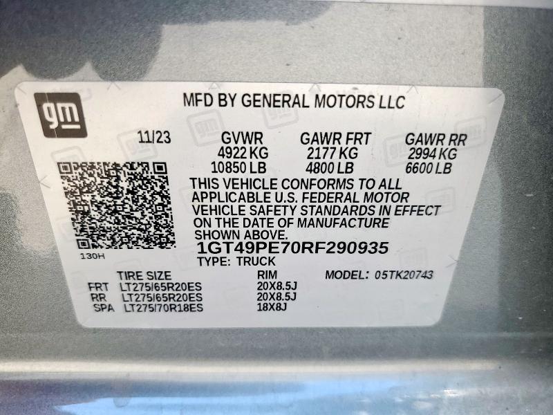 Продаж на аукціоні авто 2024 Gmc Sierra, vin: 1GT49PE70RF290935, номер лоту: 71956175