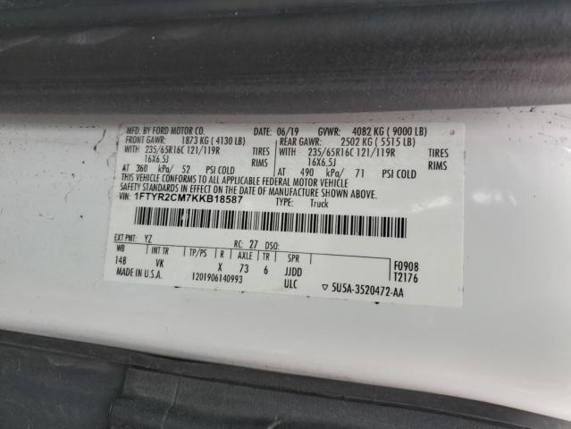 Продаж на аукціоні авто 2019 Ford Transit, vin: 1FTYR2CM7KKB18587, номер лоту: 84433325