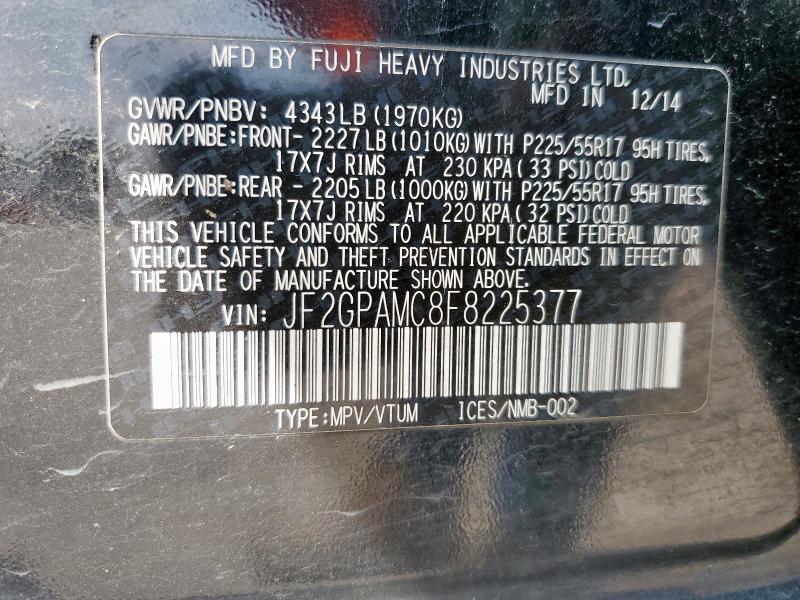 81817255 :رقم المزاد ، JF2GPAMC8F8225377 vin ، 2015 Subaru Xv Crosstr مزاد بيع