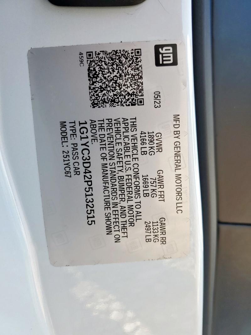 Aukcja sprzedaży 2023 Chevrolet Corvette, vin: 1G1YC3D42P5132515, numer aukcji: 80105935