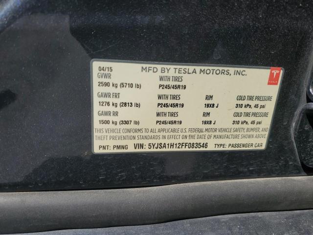 80175735 :رقم المزاد ، 5YJSA1H12FF083546 vin ، 2015 Tesla Model S 85 مزاد بيع