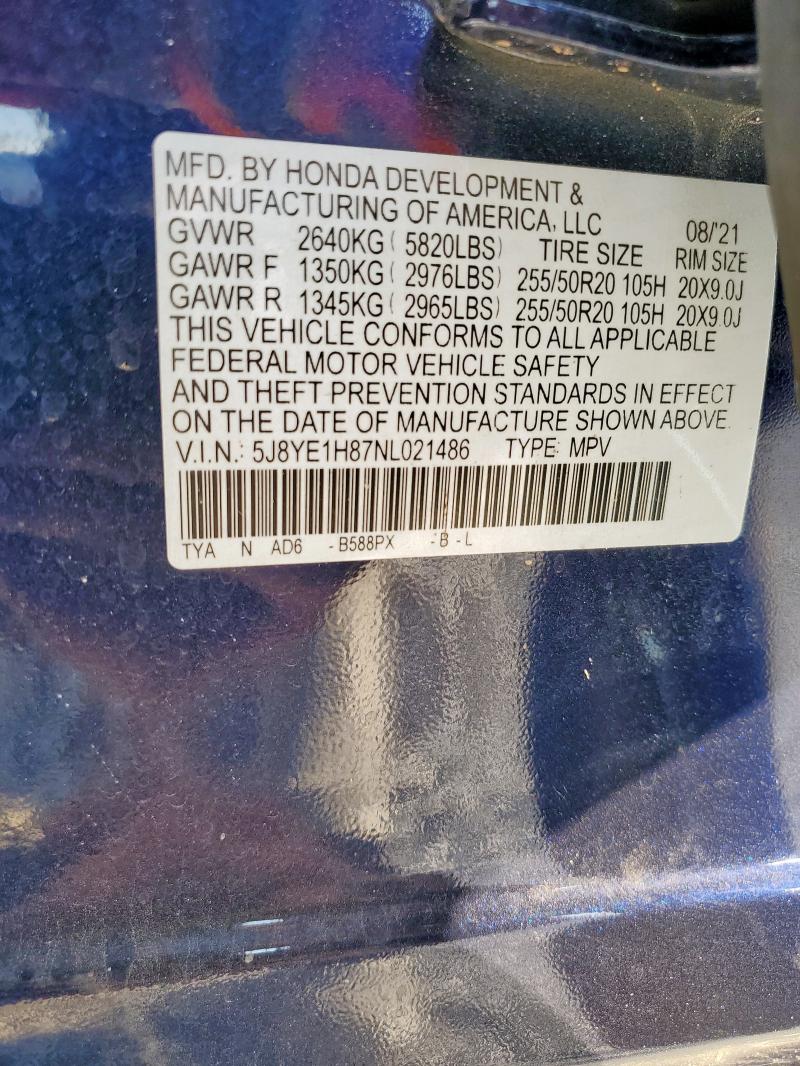 2022 Acura Mdx Advanc მანქანა იყიდება აუქციონზე, vin: 5J8YE1H87NL021486, აუქციონის ნომერი: 81494175