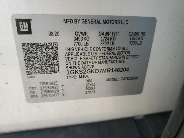 72023345 :رقم المزاد ، 1GKS2GKD7MR146204 vin ، 2021 Gmc Yukon Xl مزاد بيع