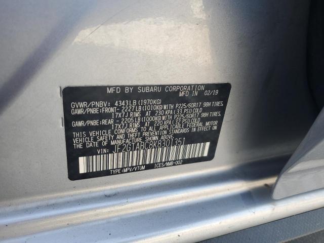 2019 Subaru Crosstrek მანქანა იყიდება აუქციონზე, vin: JF2GTABC8K8301351, აუქციონის ნომერი: 80826895