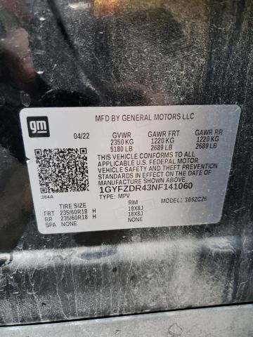 80151655 :رقم المزاد ، 1GYFZDR43NF141060 vin ، 2022 Cadillac Xt4 مزاد بيع