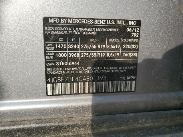 Продаж на аукціоні авто 2012 Mercedes-benz Gl 450 4ma, vin: 4JGBF7BE4CA801193, номер лоту: 72071535