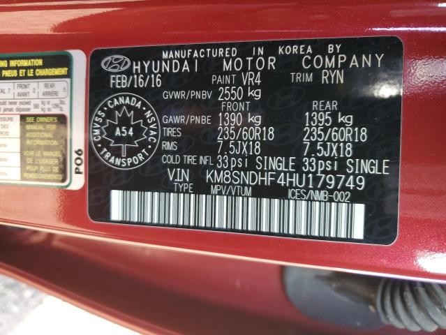 83850375 :رقم المزاد ، KM8SNDHF4HU179749 vin ، 2017 Hyundai Santa Fe مزاد بيع