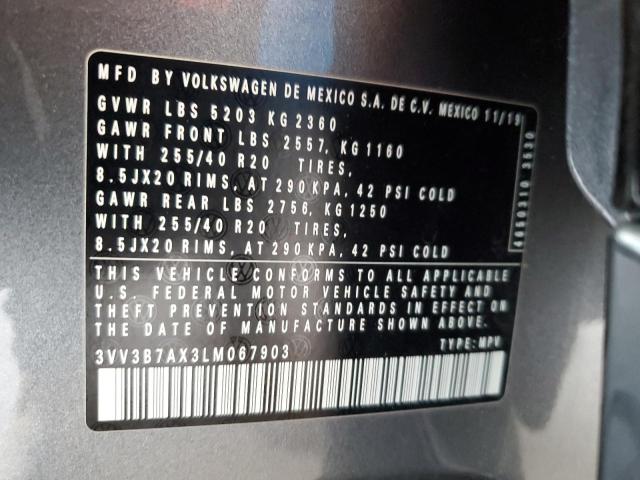 81163625 :رقم المزاد ، 3VV3B7AX3LM067903 vin ، 2020 Volkswagen Tiguan مزاد بيع