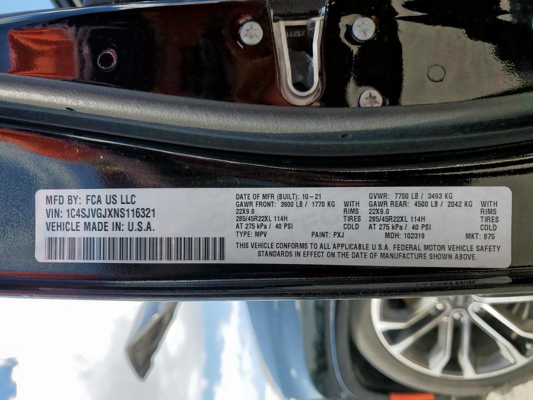 Продажа на аукционе авто 2022 Jeep Grand Wago, vin: 1C4SJVGJXNS116321, номер лота: 84251995