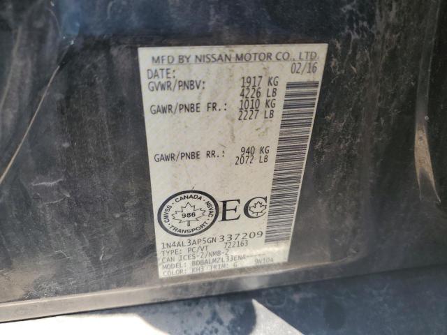 2016 Nissan Altima 2.5 მანქანა იყიდება აუქციონზე, vin: 1N4AL3AP5GN337209, აუქციონის ნომერი: 80026505