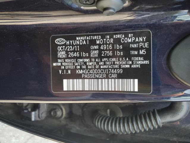 70591945 :رقم المزاد ، KMHGC4DD3CU174499 vin ، 2012 Hyundai Genesis مزاد بيع