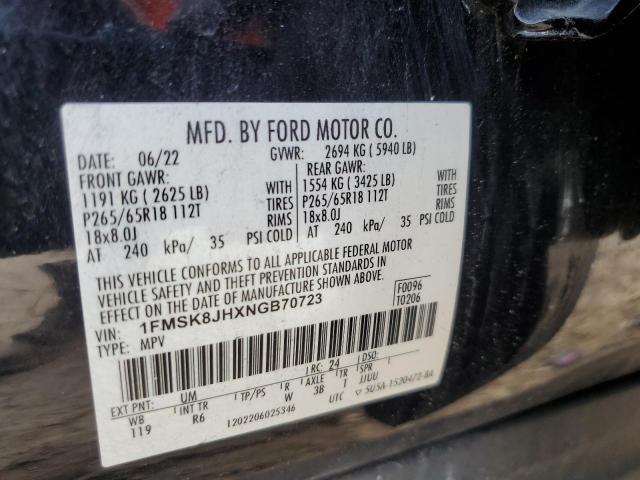 Продаж на аукціоні авто 2022 Ford Explorer, vin: 1FMSK8JHXNGB70723, номер лоту: 80878245