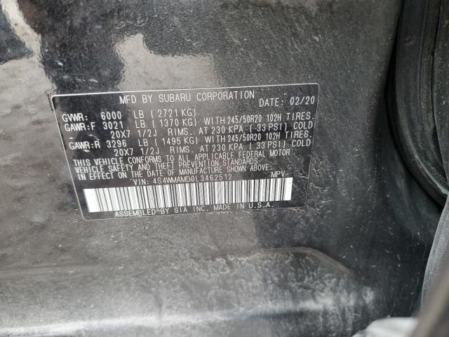 81673275 :رقم المزاد ، 4S4WMAMD0L3462512 vin ، 2020 Subaru Ascent مزاد بيع
