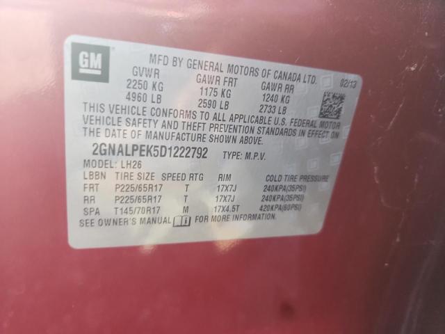 2013 Chevrolet Equinox Lt მანქანა იყიდება აუქციონზე, vin: 2GNALPEK5D1222792, აუქციონის ნომერი: 70508415