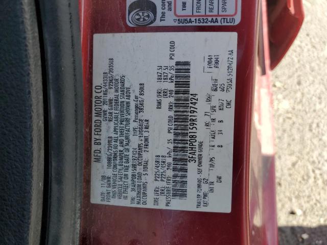 71475205 :رقم المزاد ، 3FAHP08159R197424 vin ، 2009 Ford Fusion مزاد بيع