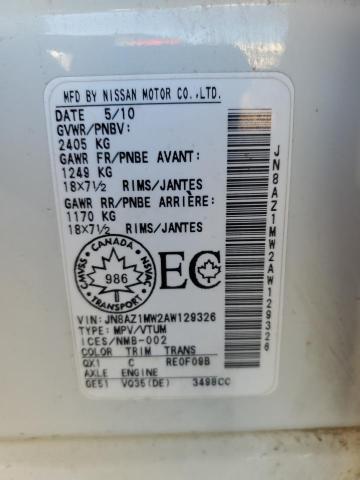 Продаж на аукціоні авто 2010 Nissan Murano, vin: JN8AZ1MW2AW129326, номер лоту: 84357025