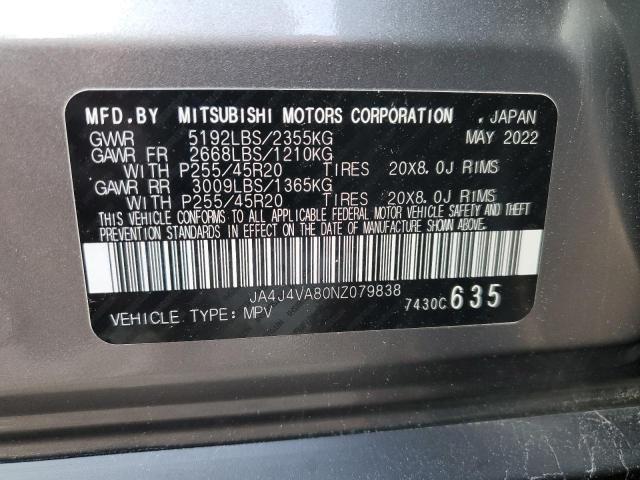 Продаж на аукціоні авто 2022 Mitsubishi Outlander, vin: JA4J4VA80NZ079838, номер лоту: 80615025