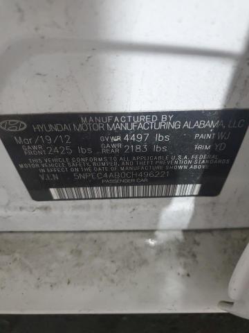 70775225 :رقم المزاد ، 5NPEC4AB0CH496221 vin ، 2012 Hyundai Sonata Se مزاد بيع