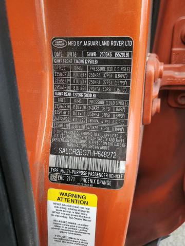 2017 Land Rover Discovery მანქანა იყიდება აუქციონზე, vin: SALCR2BG7HH648272, აუქციონის ნომერი: 84009755
