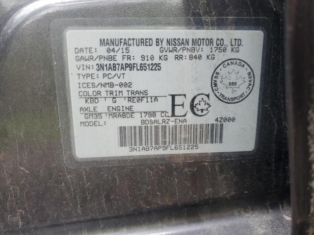 2015 Nissan Sentra S მანქანა იყიდება აუქციონზე, vin: 3N1AB7AP9FL651225, აუქციონის ნომერი: 81583735