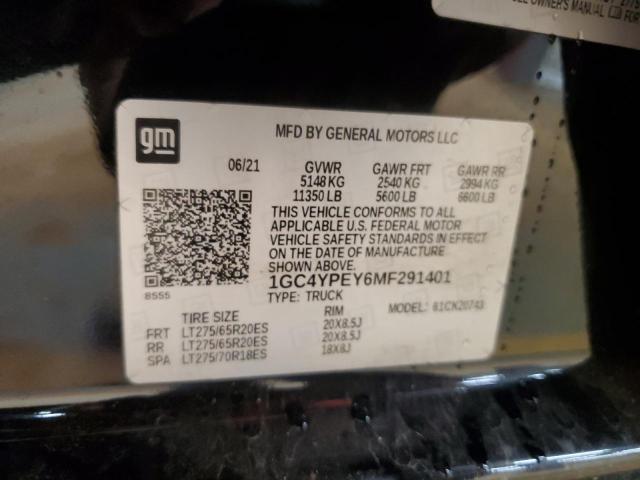 81891035 :رقم المزاد ، 1GC4YPEY6MF291401 vin ، 2021 Chevrolet Silverado مزاد بيع