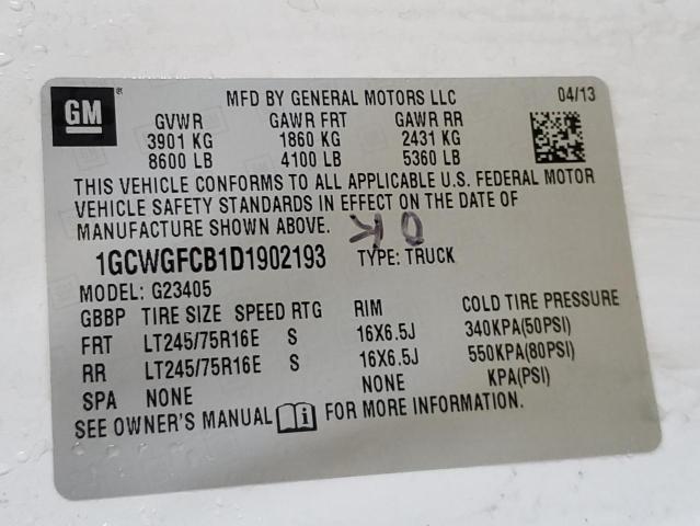 Aukcja sprzedaży 2013 Chev Express G2500, vin: 1GCWGFCB1D1902193, numer aukcji: 81219605