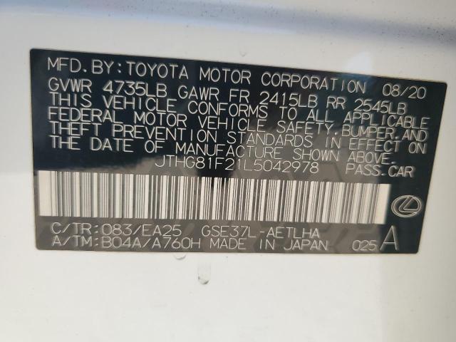 Продажа на аукционе авто 2020 Lexus Is, vin: JTHG81F21L5042978, номер лота: 80481465