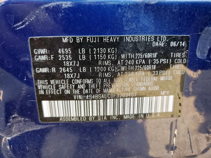 81336065 :رقم المزاد ، 4S4BSALC0F3203407 vin ، 2015 Subaru Outback مزاد بيع