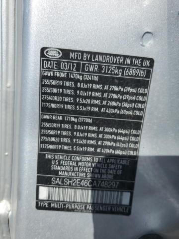 84160675 :رقم المزاد ، SALSH2E46CA748297 vin ، 2012 Land Rover Range Rover Sport مزاد بيع