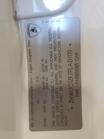71890915 :رقم المزاد ، ZHWUC1ZF7FLA01119 vin ، 2015 Lamborghini Huracan مزاد بيع