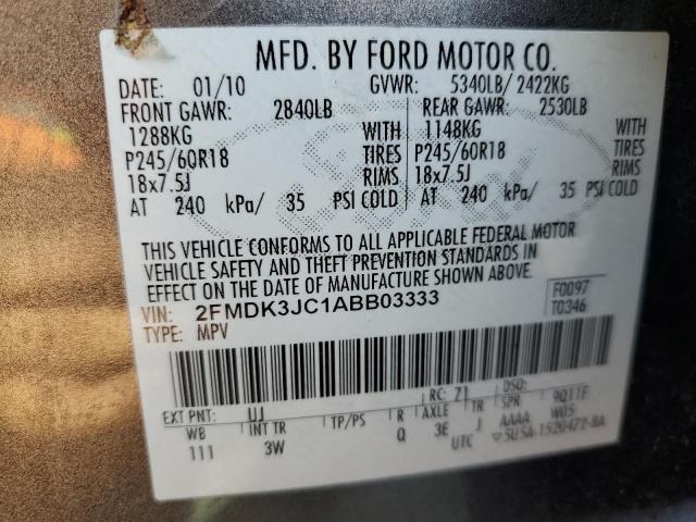 2010 Ford Edge მანქანა იყიდება აუქციონზე, vin: 2FMDK3JC1ABB03333, აუქციონის ნომერი: 80512805
