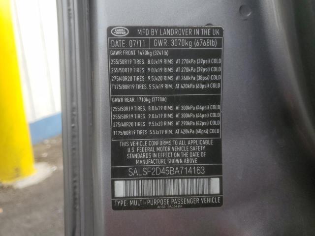 2011 Land Rover Range Rove მანქანა იყიდება აუქციონზე, vin: SALSF2D45BA714163, აუქციონის ნომერი: 81456315