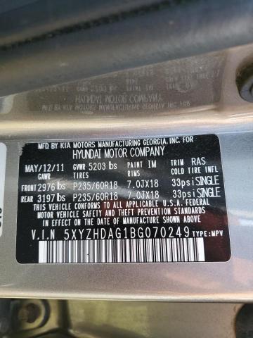 80955545 :رقم المزاد ، 5XYZHDAG1BG070249 vin ، 2011 Hyun Santa Fe Se مزاد بيع