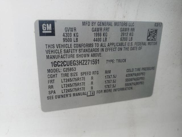 2017 Chevrolet Silverado მანქანა იყიდება აუქციონზე, vin: 1GC2CUEG3HZ271591, აუქციონის ნომერი: 69695825