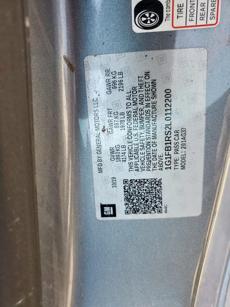 Aukcja sprzedaży 2020 Chevrolet Camaro, vin: 1G1FB1RS2L0112200, numer aukcji: 80284195