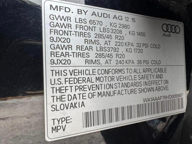 Продажа на аукционе авто 2017 Audi Q7 Premium, vin: WA1AAAF76HD005567, номер лота: 84882315